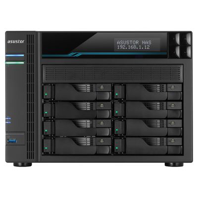 2. AS6510T NAS; LOCKERSTOR 10, 10x (3.5" SATA HDD/ 2.5" SSD), Intel ATOM C3538, 8GB DDR4 SODIMM (max. 64GB), 2x 10GbE, 2x 5GbE, 2x M.2 2280 NVMe PCIe 3.0, 2x USB 3.2