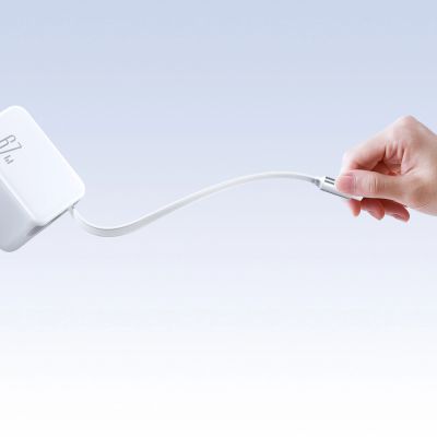 3. Joyroom JR-TCL06 67W GaN Wall Charger with Built-in Retractable USB-C Cable - White