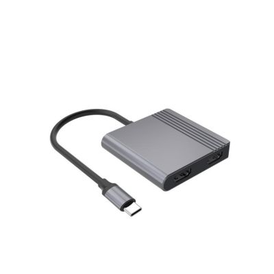 8. GEMBIRD MULTI ADAPTER USB TYPE-C 3 IN 1 (USB PORT + HDMI + PD), COLOR GRAY