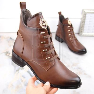 2. Insulated flat-heeled ankle boots Jezzi W JEZ412C brown