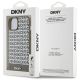 7. DKNY Leather Printed Pattern Metal Logo MagSafe Case for iPhone 15 / 14 / 13 - Brown