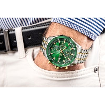 3. Giewont Chronograph Sapphire Men's Watch Silver Green GW7290-B7