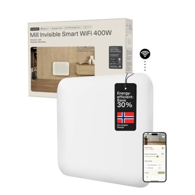 Mill Invisible Smart WiFi Heater | PA400WIFI4 | Panel Heater | 400W | Suitable for rooms up to 4-6 m2 | White | IPX4