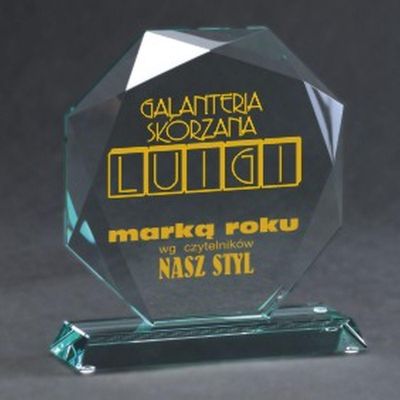 5. Engraved glass trophy with case + paint filling
