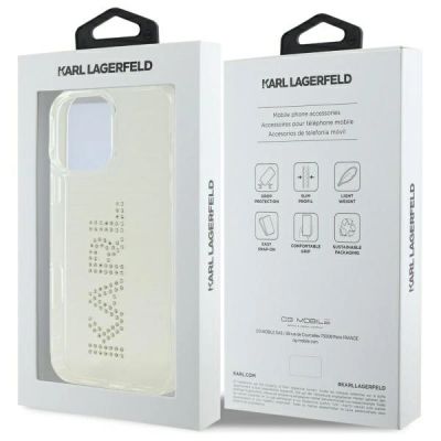 8. Karl Lagerfeld KLHCP16XHKLSTDCT iPhone 16 Pro Max 6.9" Clear Hard Case IML Rhinestones Logo
