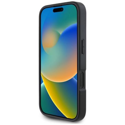 5. Karl Lagerfeld HC Grained PU Cardslot Metal Elong iPhone 16 Case - Black