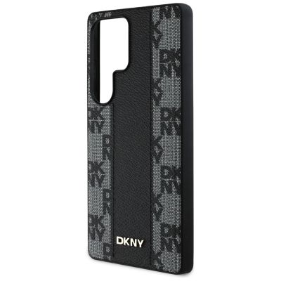 6. DKNY Leather Checkered Pattern MagSafe Case for Samsung Galaxy S25 Ultra Black