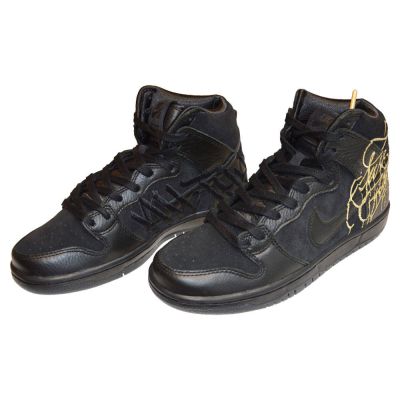 3. Nike SB Dunk High FAUST Men's Sports Shoes Black Gold - DH7755-001