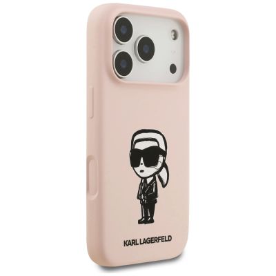4. Karl Lagerfeld Silicone Karl Sketch & Logo MagSafe Case for iPhone 17 Pro Max - Pink