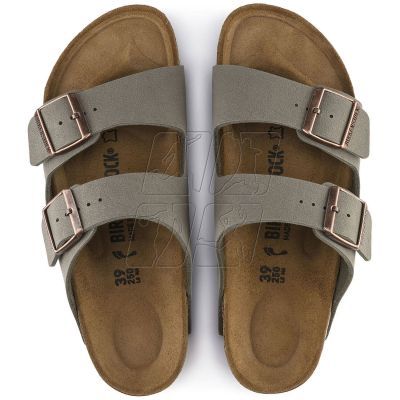 4. Birkenstock Arizona Birko-Flor Nubuck Stone regular women's/men's flip-flops wide gray (0151211)