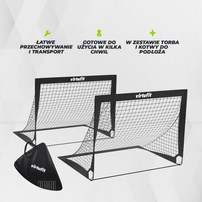 31. VIRTUFIT FOLDABLE SOCCER GOAL SET - SOCCER GOALS - 120 X 90 CM