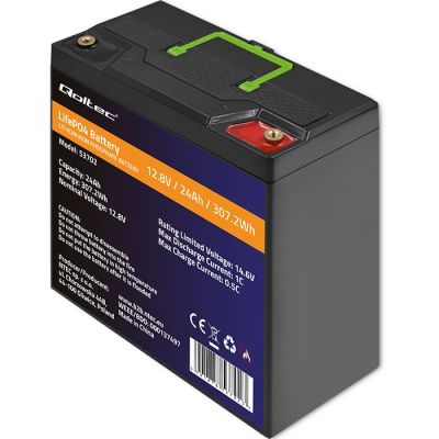 7. QOLTEC LIFEPO4 LITHIUM IRON PHOSPHATE BATTERY | 12.8V | 24AH | 307.2WH | BMS