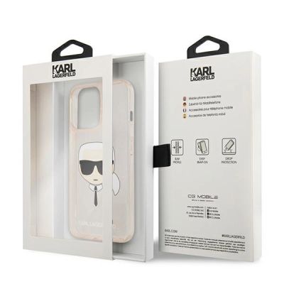 8. Karl Lagerfeld Glitter Karl`s Head Case for iPhone 13 Pro Max - Gold