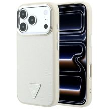Guess Grained Triangle Logo MagSafe Case for iPhone 18 Pro Max / 17 Pro Max - Beige