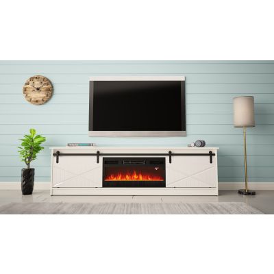 3. GRANERO TV cabinet + fireplace 200x56.7x35 white/white gloss