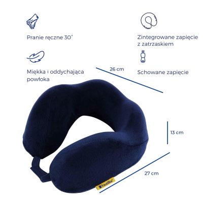 3. TRAVEL BLUE TRANQUILITY MEMORY FOAM TRAVEL PILLOW NAVY