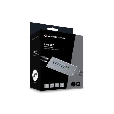4. CONCEPTRONIC 10-port USB-A3.0/-C Hub Adapter -> 6xA3.0+m.Netz. Gr