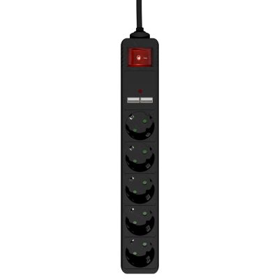 3. GEMBIRD POWER STRIP, SURGE PROTECTION 5XSCHUKO + 2XUSB, 1.5M, BLACK