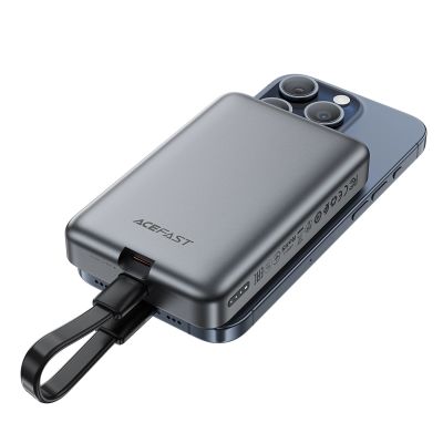 4. Powerbank Acefast M10 Magnetic 2x USB-C PD 30W with 15W Inductive Charging and USB-C Cable - Black