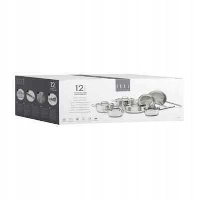 8. ELLE Home ECCS200412A steel cookware set, 12 pieces