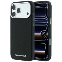 Karl Lagerfeld Grained Elongated Logo MagSafe Case for iPhone 17 Pro Max / 18 Pro Max - Black