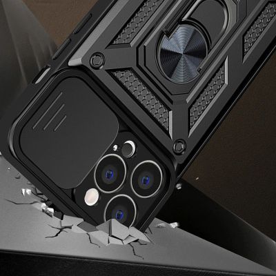 3. Hybrid Armor Camshield case for Motorola Moto G62 5G armored case with camera cover black
