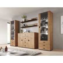 UNI chest of drawers, oak lefkas/black