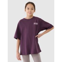 Girls' oversize T-shirt with print 4F 4FJRSS25TTSHF2586-50S