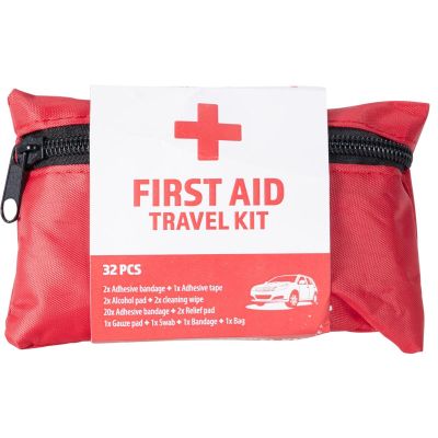 3. CAR TOURIST FIRST AID KIT WITH EQUIPMENT 33 ITEMS RED