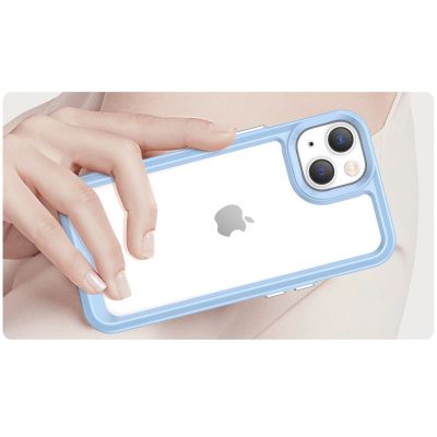 4. Outer Space Case iPhone 14 Plus hard cover with gel frame blue