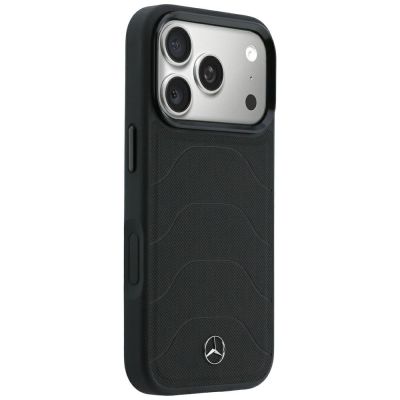 4. Mercedes Leather Mesh with Bow Line MagSafe Case for iPhone 18 Pro Max / 17 Pro Max - Black