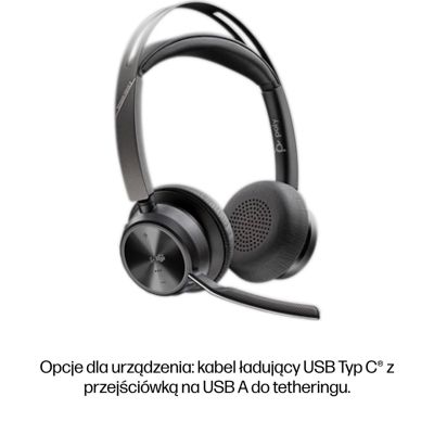 339. POLY Voyager Focus 2 Microsoft Teams Certified USB-CC Headset + USB-C/A Adapter + Charging Cradle