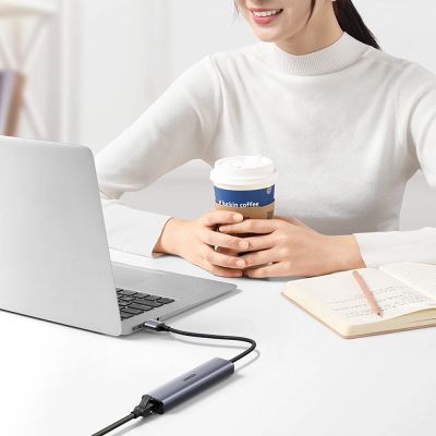 13. Ugreen multifunctional adapter HUB USB 3.0 - 3 x USB / Ethernet RJ-45 / USB Type C PD gray (CM475)