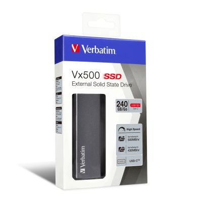 4. VERBATIM VX500 240GB USB-C 3.1 External SSD Drive 47442