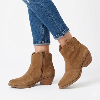 5. Women's leather cowboy boots camel Big Star TT274953