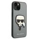 4. Karl Lagerfeld Saffiano Karl's Head Patch case for iPhone 14 - silver