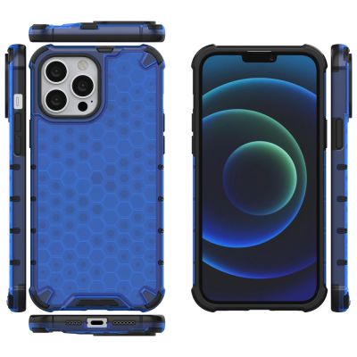 2. Honeycomb Case armor cover with TPU Bumper for iPhone 13 Pro Max blue