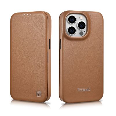 28. iCarer CE Premium Leather Folio Case iPhone 14 Pro Magnetic Flip Leather Folio Case MagSafe brown (WMI14220714-BN)