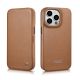 28. iCarer CE Premium Leather Folio Case iPhone 14 Pro Magnetic Flip Leather Folio Case MagSafe brown (WMI14220714-BN)