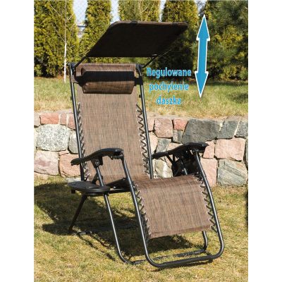 11. FOLDABLE GARDEN DECHAIR WITH CANOPY 173X52/65X110CM BROWN