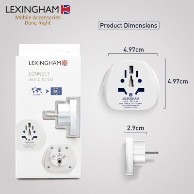 6. LEXINGHAM UNIVERSAL TRAVEL ADAPTER WORLD -> EU SCHUKO, 2 PCS
