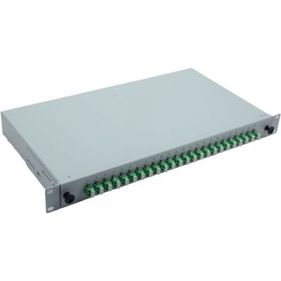 19" Fiber Optic Splice Box 24 x LC/APC Duplex OS2, terminated with splices, gray