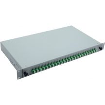 19" Fiber Optic Splice Box 24 x LC/APC Duplex OS2, terminated with splices, gray