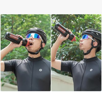 10. Rockbros 750 ml Bike Bottle - Transparent Black with Red Mouthpiece