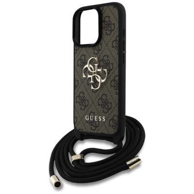 5. Guess 4G Big Logo Cord Stap Crossbody Case for iPhone 16 Pro Brown