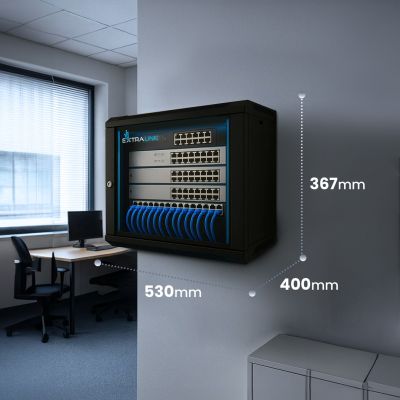 24. Extralink LITE 6U 530X400 WALL-MOUNTED RACKMOUNT CABINET BLACK Freestanding/Wall/Floor Rack Black