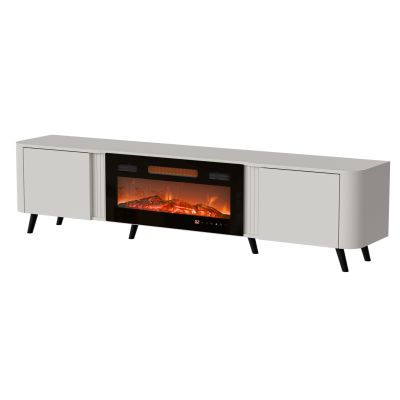 4. VOLARE TV cabinet 200x39x49 cashmere + fireplace