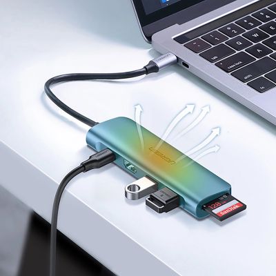 5. Ugreen CM195 ​​6in1 adapter USB-C - HDMI / 2x USB-A 3.0 / USB-C PD / SD / TF reader - gray