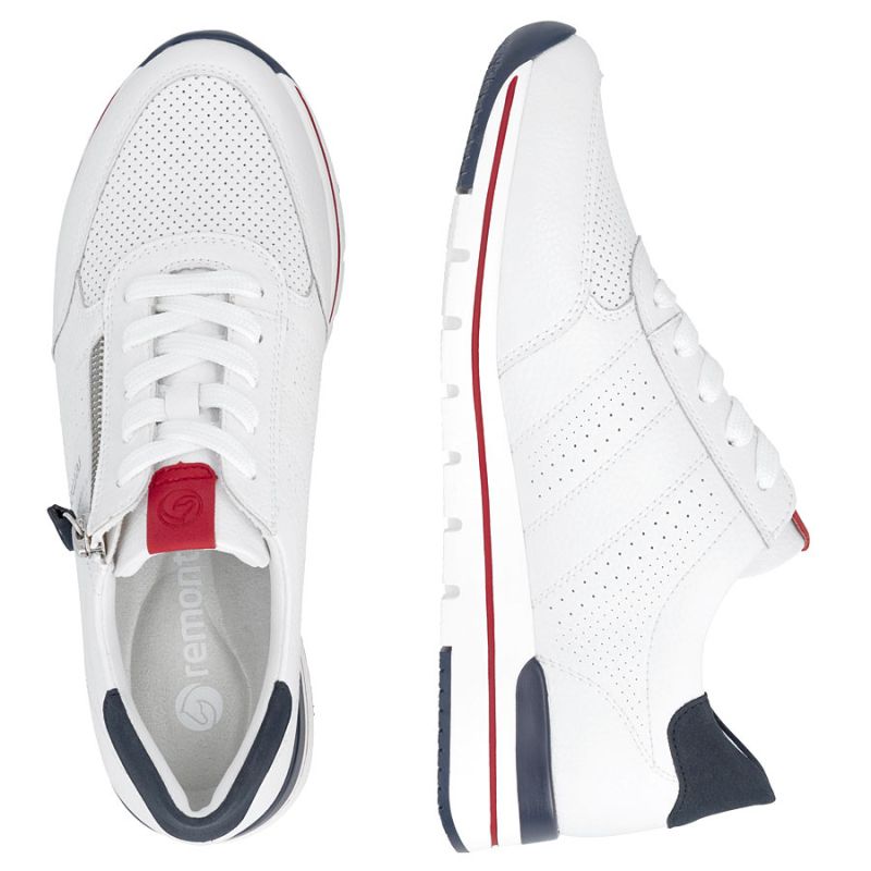 3. White leather sneakers Remonte Rieker R6705-82