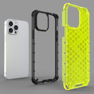 6. Honeycomb Case armor cover with TPU Bumper for iPhone 13 Pro Max transparent
